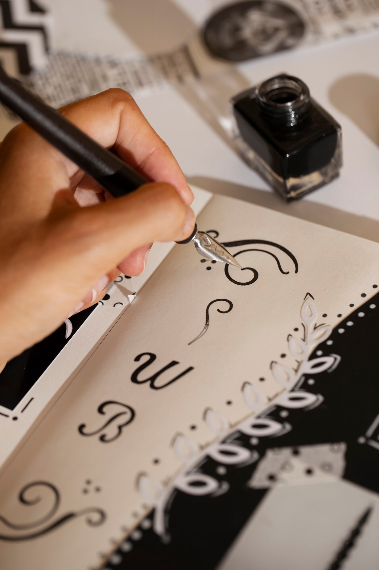 Kalligrafi och akvarell